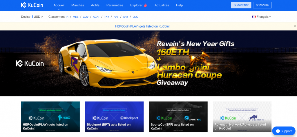 KuCoin interface