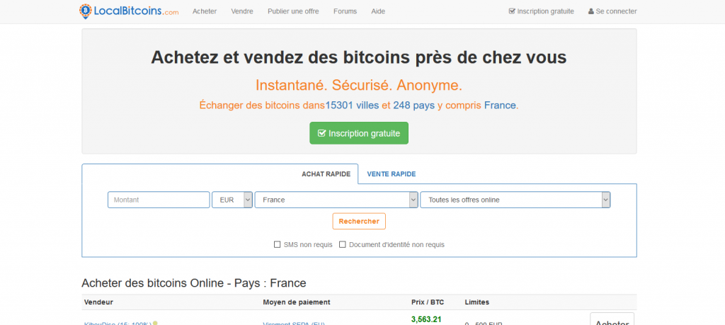 Local Bitcoins comparatif plateforme trading crypto, acheter bitcoin