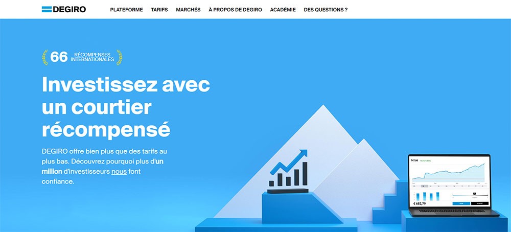capture d'écran de la page d'accueil degiro